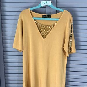CAL Fashion Gold Embellished Top